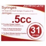 Advocate Insulin Syringe 31G .5Cc 100ct