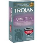 Trojan Condom Sensitivity Ultra Thin Spermicidal, 12 Count