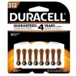 Duracell 1.4 Volt Zinc Air Hearing Aid Batteries Size 312 DA312B8, 8 count