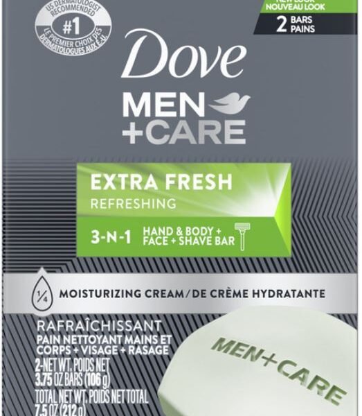 Dove Men+Care Body & Face Bar Extra Fresh, 2×3.75oz