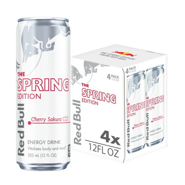 Red Bull Spring Edition Energy Drink, Cherry Sakura, 12 fl. oz., Pack of 4