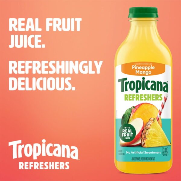 Tropicana Refreshers Pineapple Mango Juice Drink Real Fruit Juice, 46 fl oz