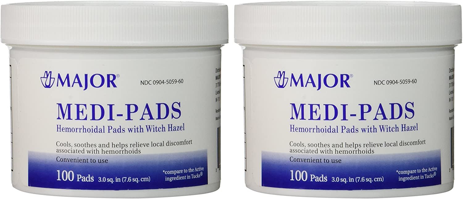 major-medipads.jpg Medi-Pads Maximum Strength With Witch Hazel Hemorrhoidal Hygienic Cleansing Pads 100 Ct - Image 1